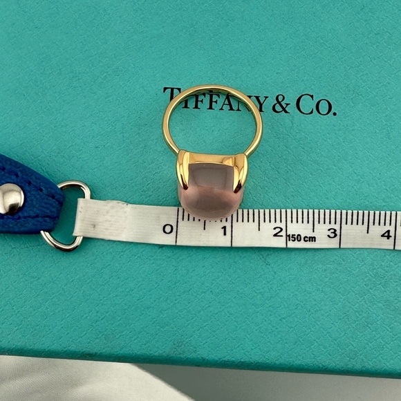 RARE Tiffany & Co. 18k Large Rose Quartz Sugar Stack Ring in Rose Gold - Picture 10 of 12